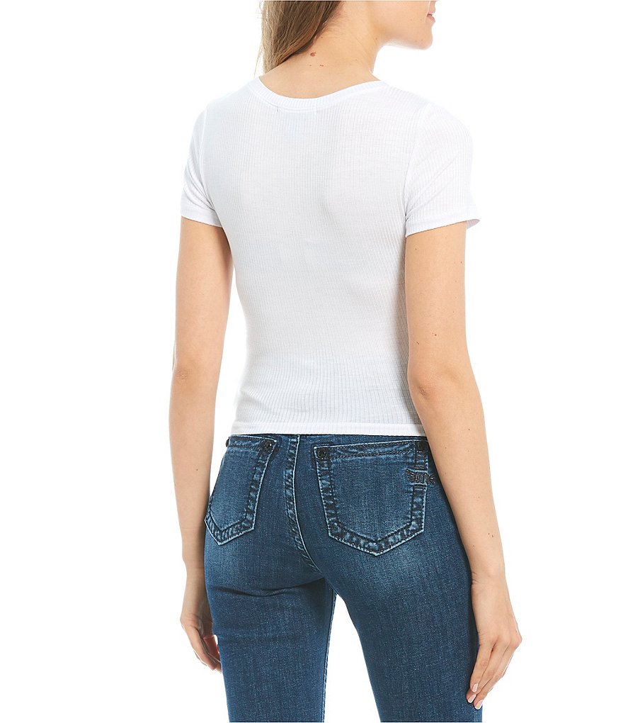 Good Luck Gem Short Sleeve Ruched Front Top
