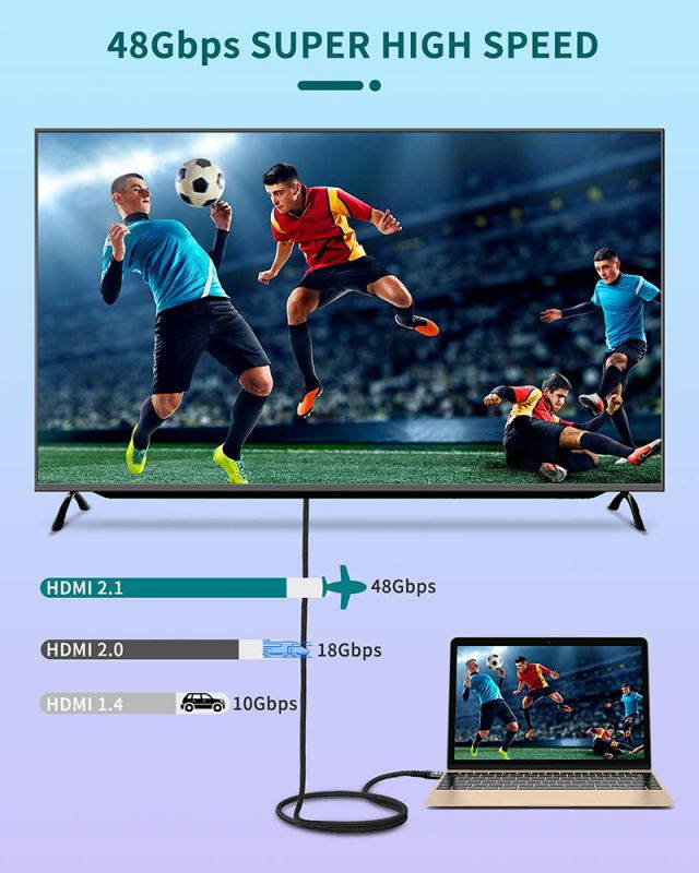 Ultra High Speed 8K 60Hz HDMI Cable 3.3FT/1M, Hannord 48Gbps HDMI Braided Cable-4K@120Hz 7680P,DTS:X,HDCP 2.2 & 2.3, HDR 10,eARC,Dynamic HDR,Compatible for Laptop, Monitor, Roku/Fire TV