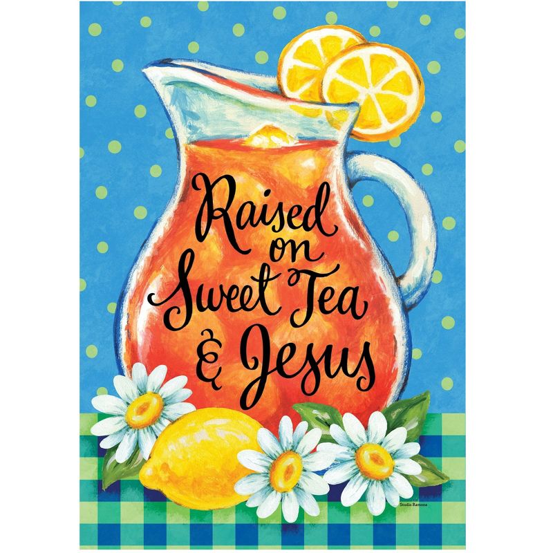 Home & Garden 17.75" Sweet Tea & Jesus Garden Flag Printed In The Usa Custom Decor  -  Flags