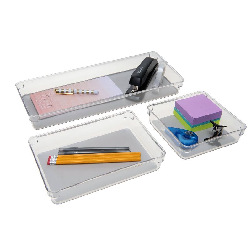 Simplify 3pk Multipurpose Drawer Organizers Clear