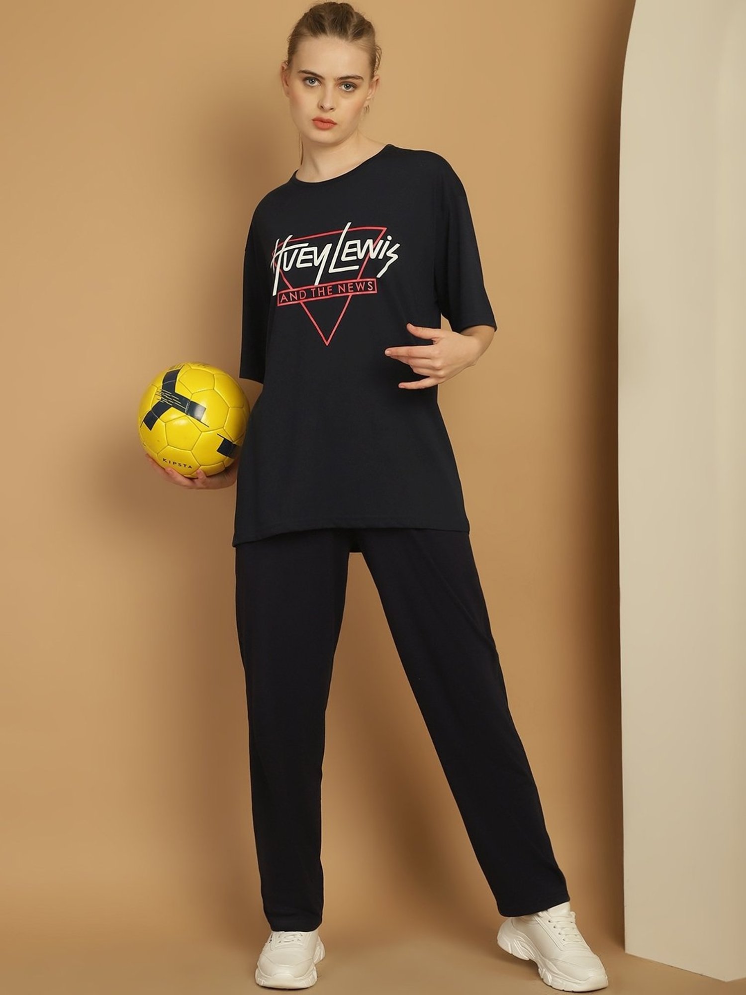Vimal Jonney Black Cotton Printed T-Shirt & Track Pants Set