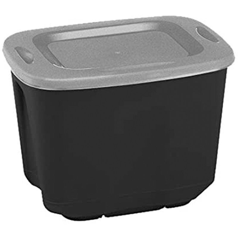 Homz 6610BKTS.10 Single 10 Gallon Durable Molded Plastic Garage Garden Kitchen Bedroom Storage Bin w/ Lid, Black/Gray