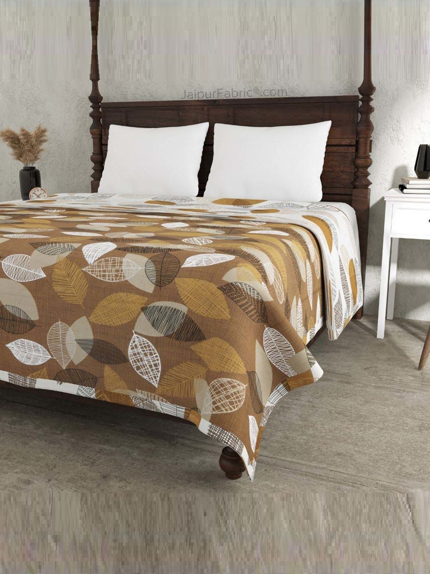 Haus & Kinder Cambric Floral Green & Yellow Cotton Single Reversible Dohar