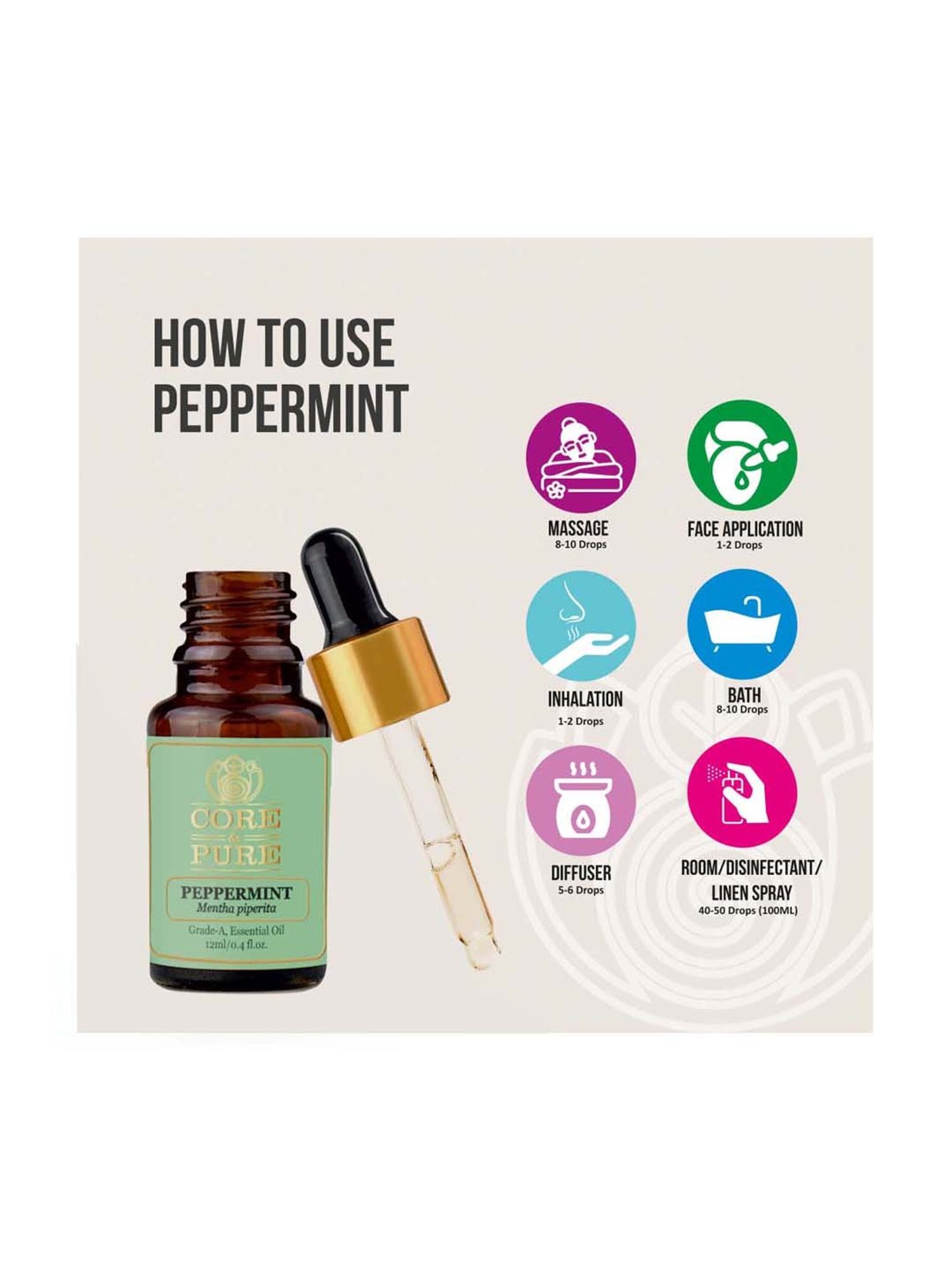 CORE & PURE Peppermint Essential Oil - 12 ml