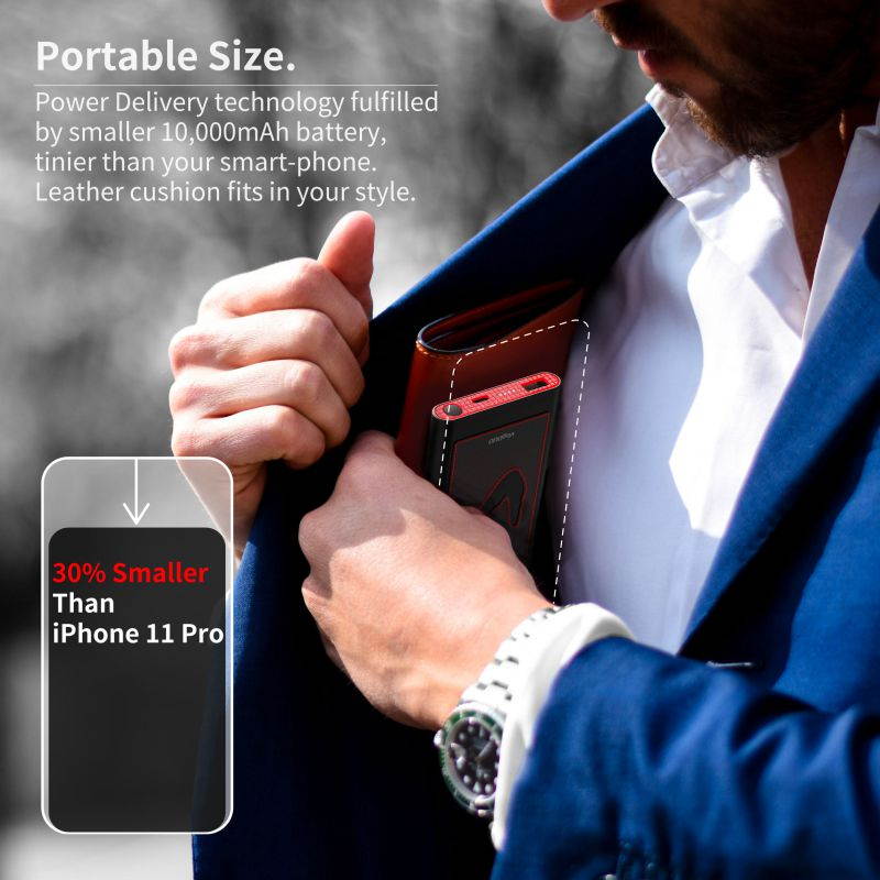 VogDUO Power Go, 10000mAh Power Bank, USB-C, Ultra-Compact, Fast charging, External Battery for iPhone, iPad, Samsung Galaxy, Android, AirPods Pro, Black