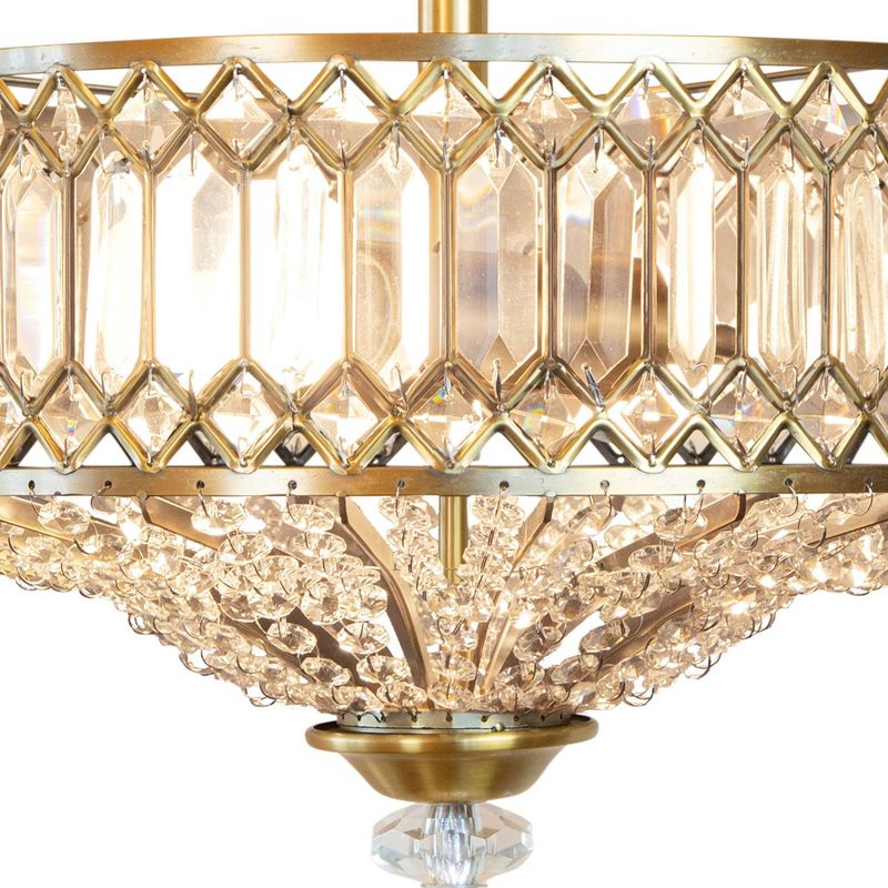 15.25" Glass/Metal Tiered Jeweled Semi Flush Mount Ceiling Lights - River of Goods