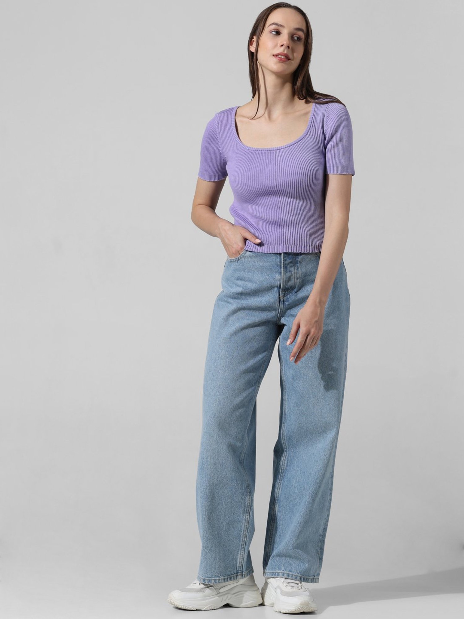 Only Lavender Cotton Regular Fit Top