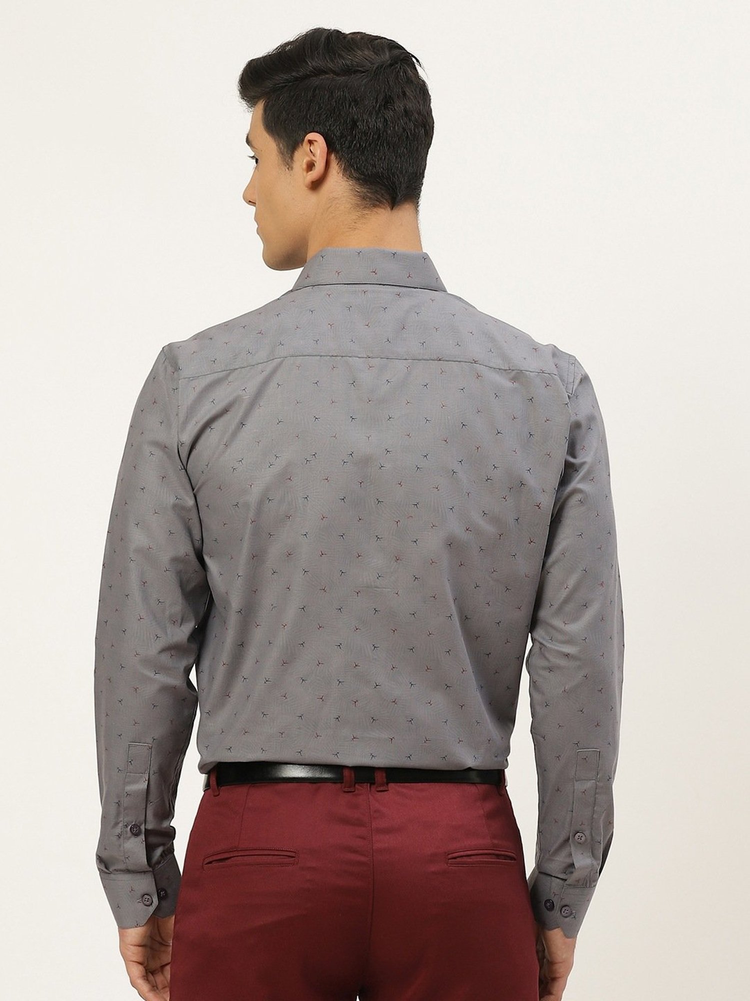 Sojanya Grey Cotton Regular Fit Printed Shirt