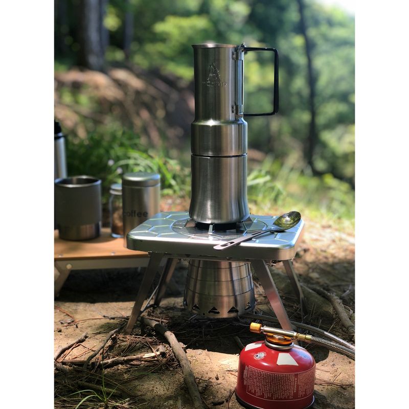 nCamp K2G Basic 5 Piece Compact Cooking Stove, Prep Surface Board, Cafe, and Case Outdoor Camping Set Bundle