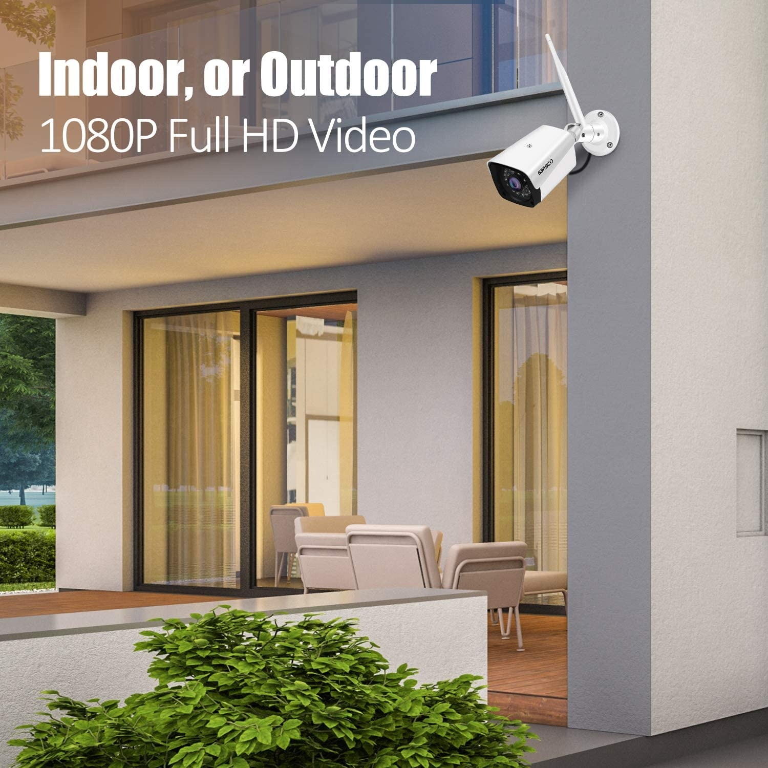 [Expandable, Audio] SANSCO 1080P Wireless Security Camera System, 8CH DVR 4Pcs 2MP HD CCTV WiFi Outdoor/Indoor Waterproof Camera with Mic, Night Vision, Motion Alert, Remote Access, No Hard Disk