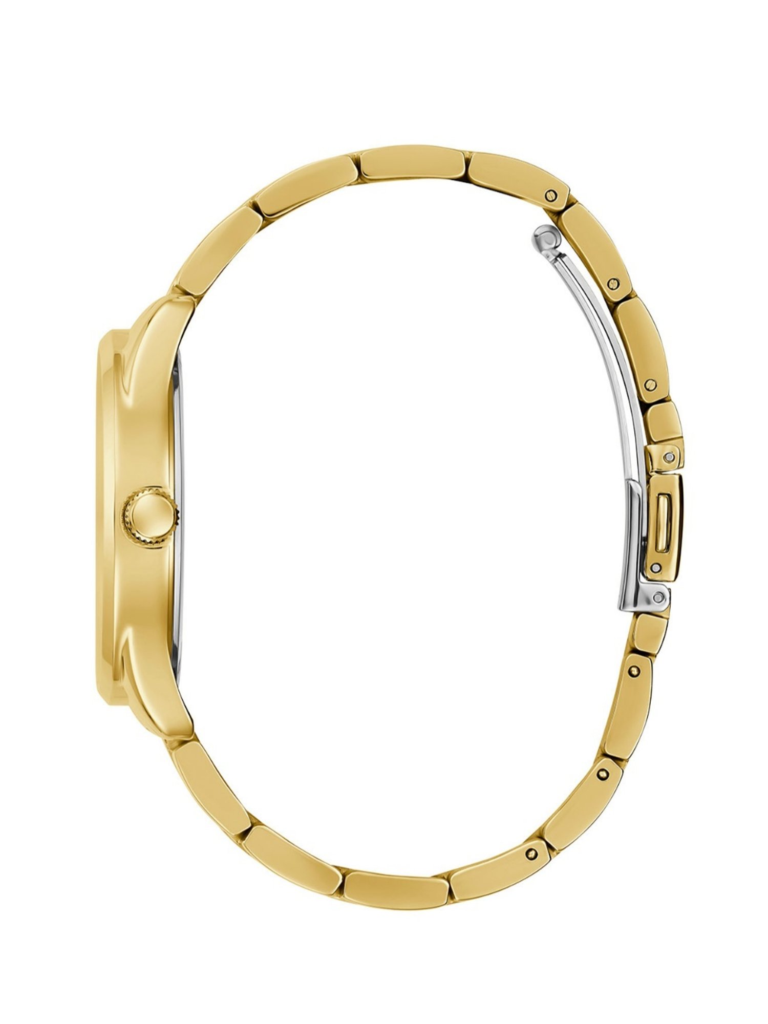 GUESS EMBLEM Women Round Gold Tone Dial Analog Watch - GW0485L1