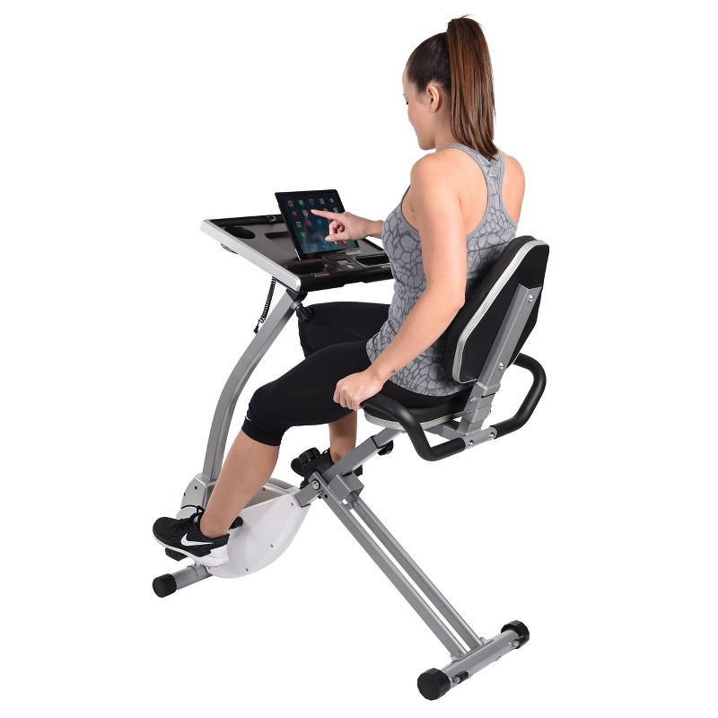 Stamina 2-in-1 Recumbent Cycling Workstation/Standing Desk - Chalk White