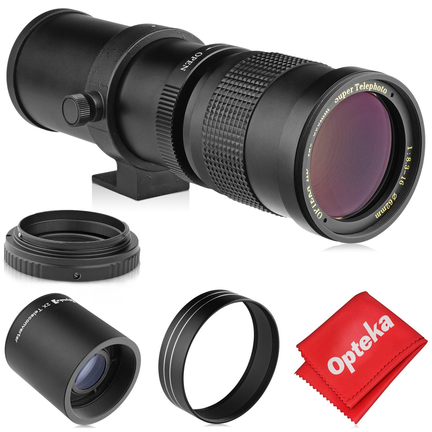 Opteka 420-800mm (w/ 2x- 840-1600mm) f/8.3 HD Telephoto Zoom Lens for Nikon 1 Mount J5, J4, J3, J2, J1, V3, V2, V1, S2, S1 and AW1 Mirrorless Digital Cameras