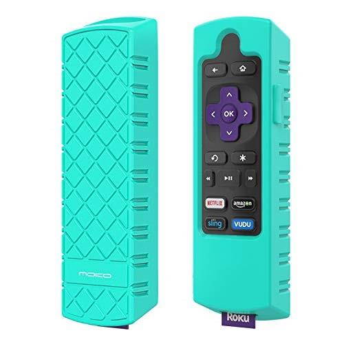 moko protective case replacement for roku express/streaming stick remote, nonslip silicone cover fit roku express3900/express+3910, streaming stick3800/stick+3810 remote control  mint green