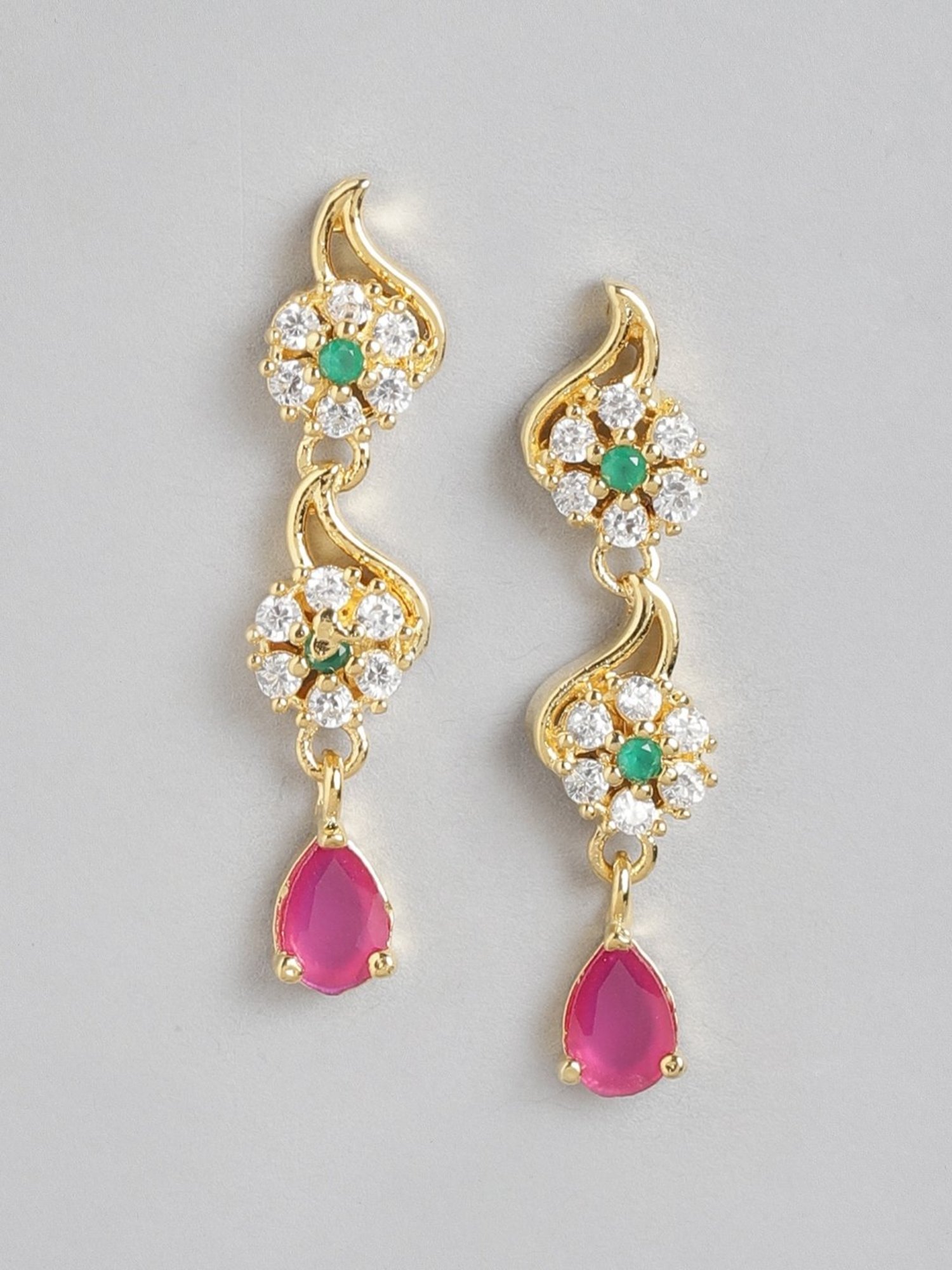 Zavya 92.5 Sterling Silver Enchanted Forest Gold-Plated Drop Earrings for Women