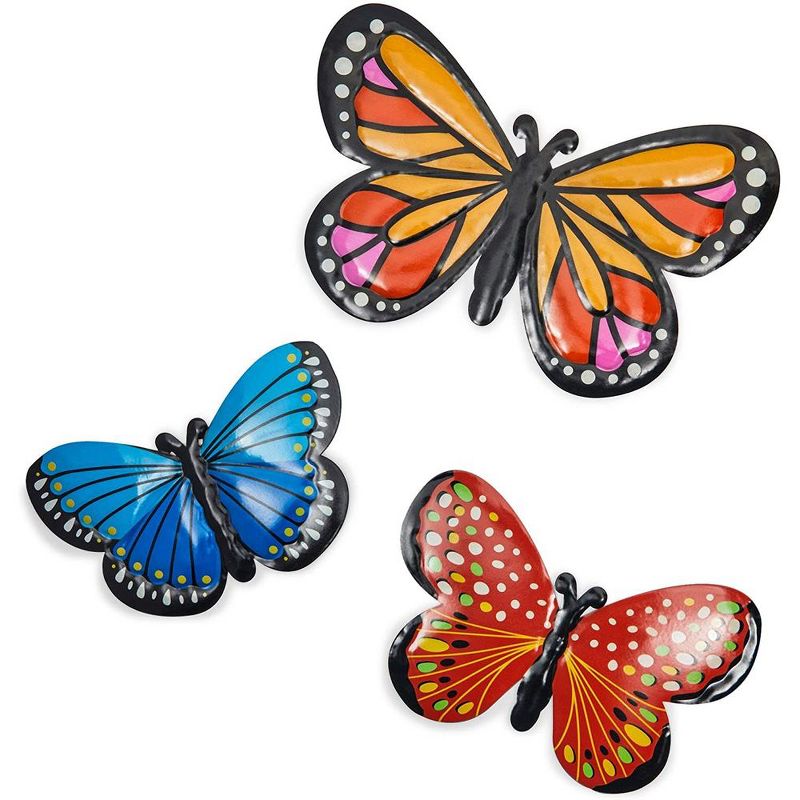 Okuna Outpost 3 Pack Metal Butterfly Outdoor Home Wall D'ecor for Garden and Patio