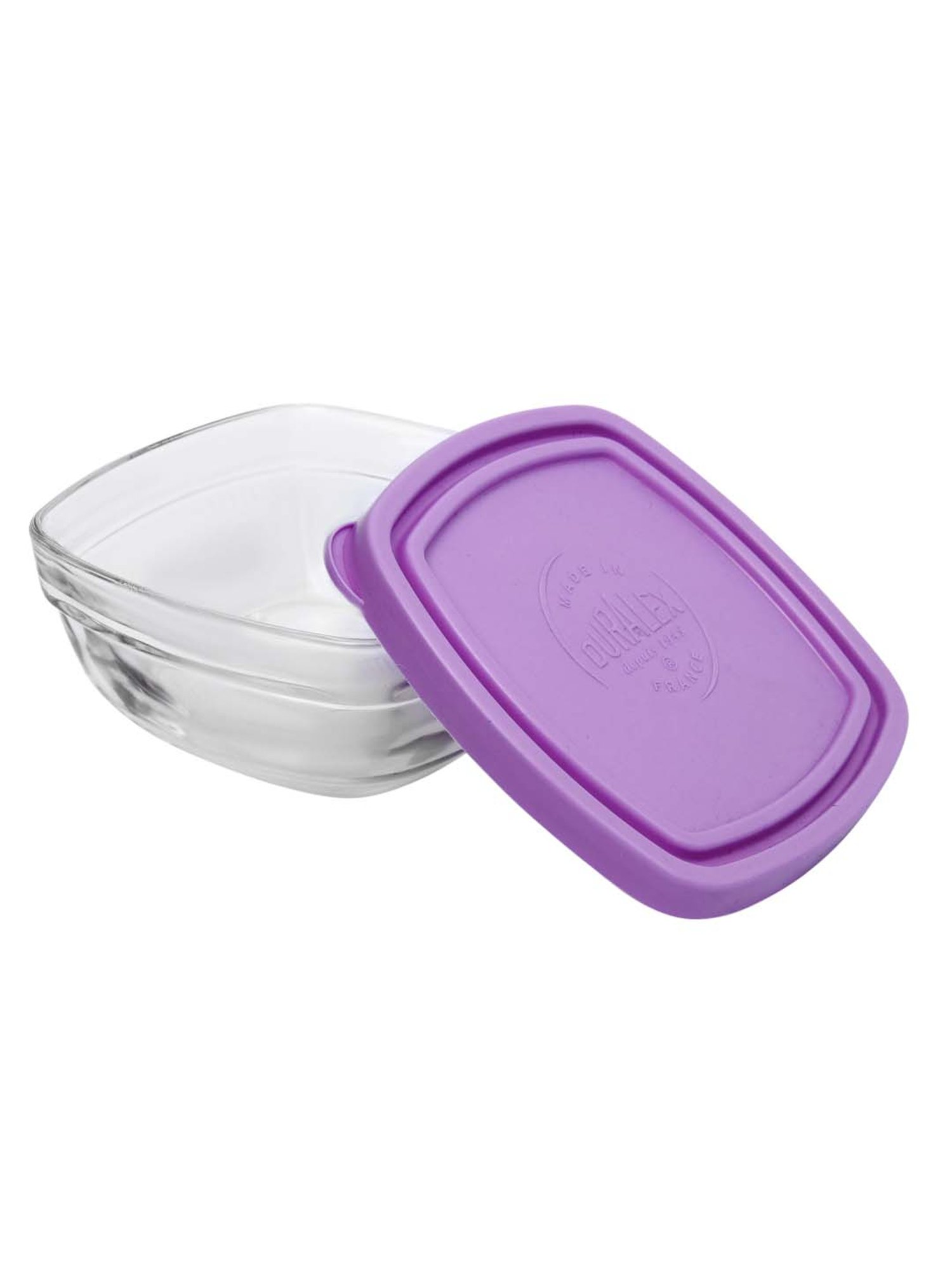 Duralex 'Freshbox' Transparent & Purple Glass 23 cm Container With Lid (3.1 L) - Set of 1