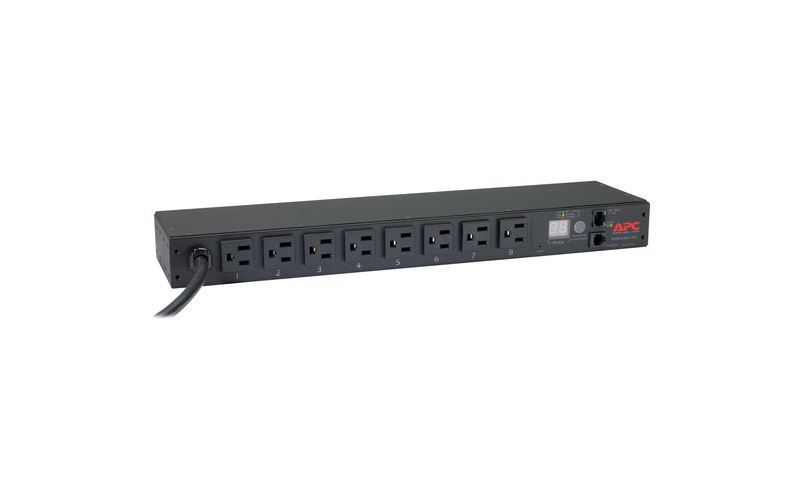 APC by Schneider Electric Rack PDU, Metered, 1U, 15A, 100/120V, (8) 5-15 - Metered - NEMA 5-15P - 8 x NEMA 5-15R - 120 V AC - 1U - Rack Mount