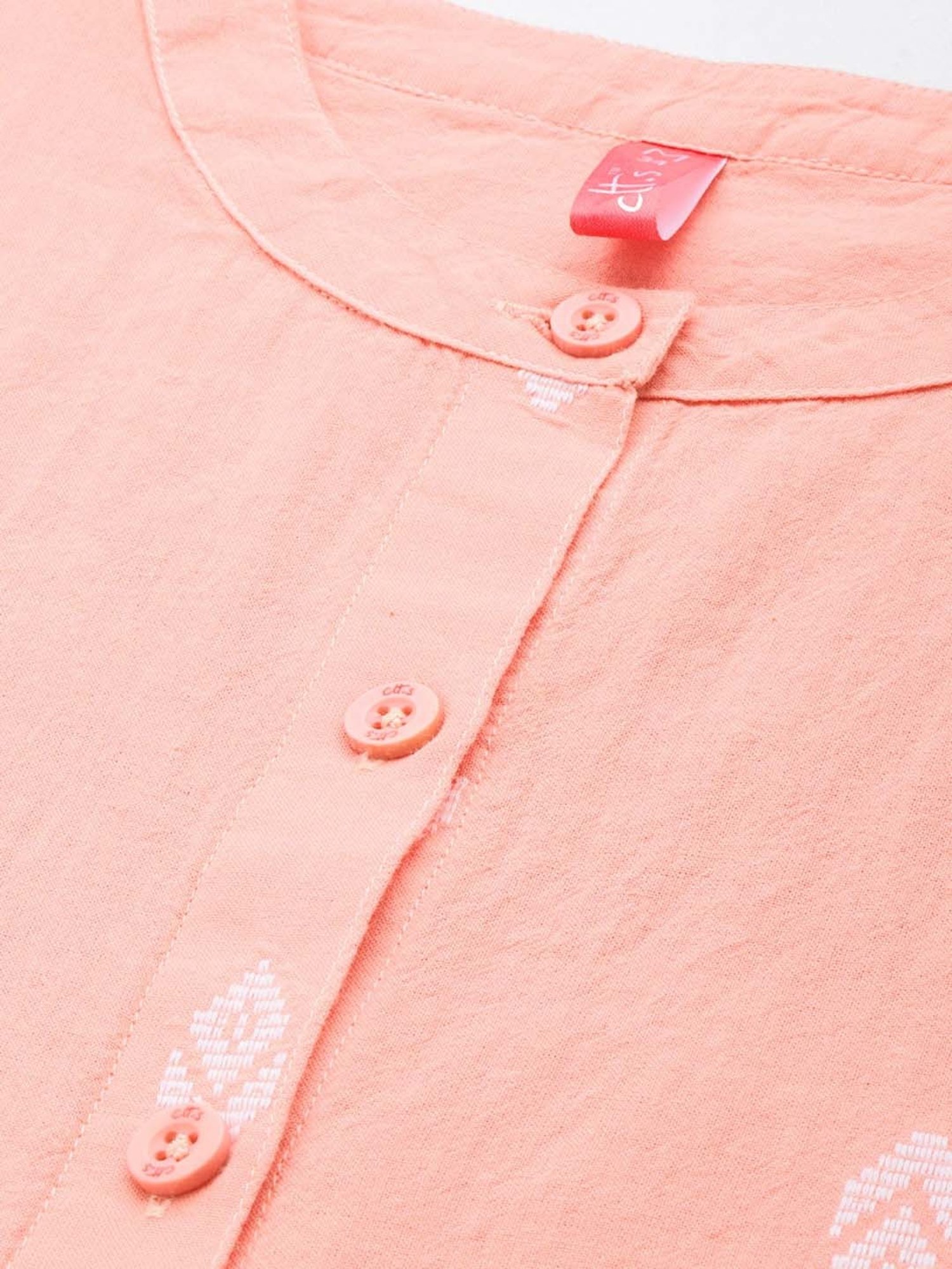 Clt.s Peach Cotton Embroidered Kurta Palazzo Set
