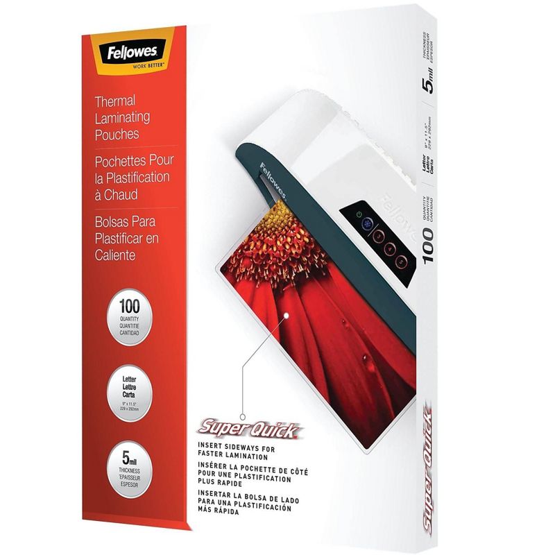 Fellowes Laminating Pouches Ltr 5Mil 9"x11-1/2" 50Shts/PK CL 5223001