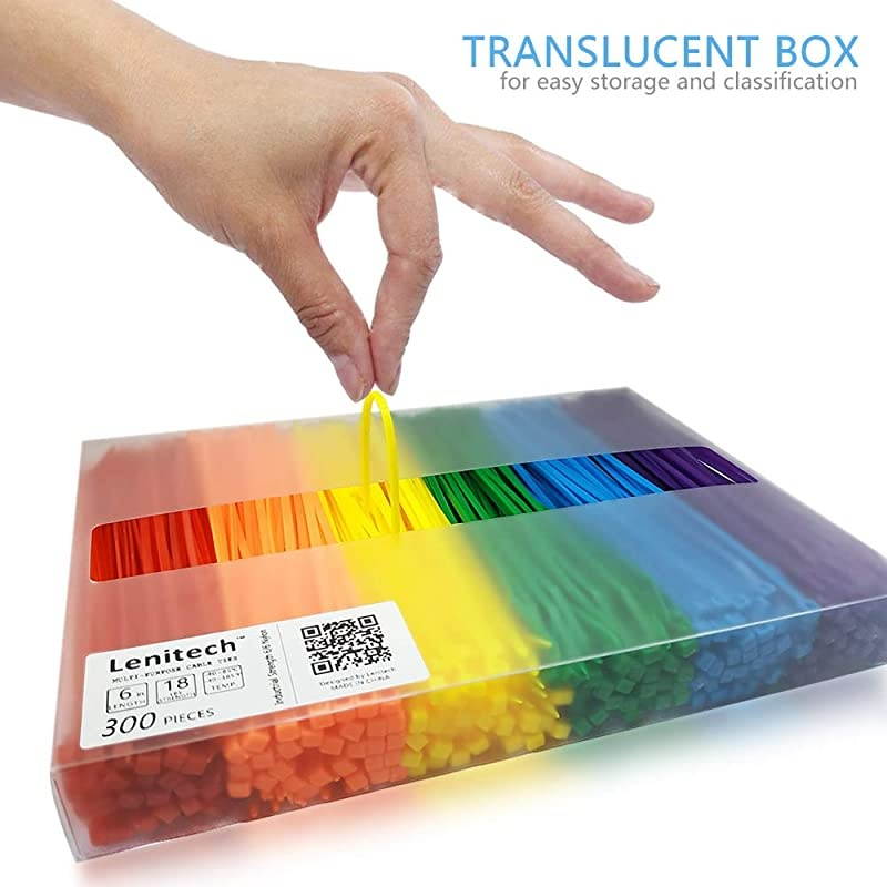 6 Inches 300 Pcs MultiPurpose Cable Ties Assorted Colored