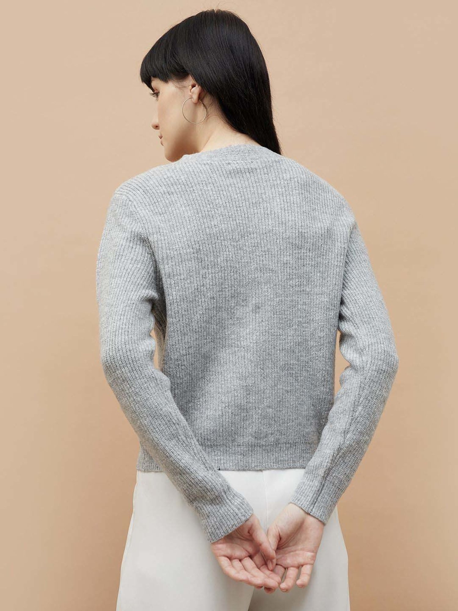 Code by Lifestyle Grey Self Pattern Cardigan