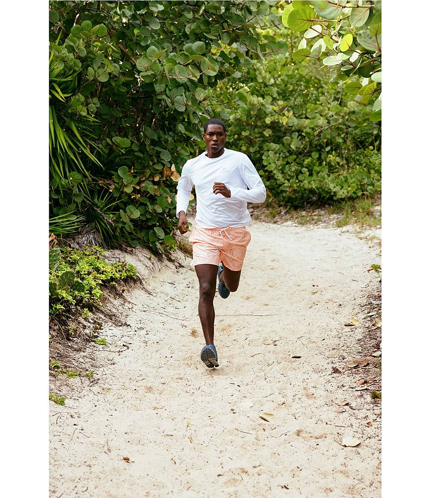 Southern Tide Tonal Palm 6#double; Inseam Packable Swim Trunks