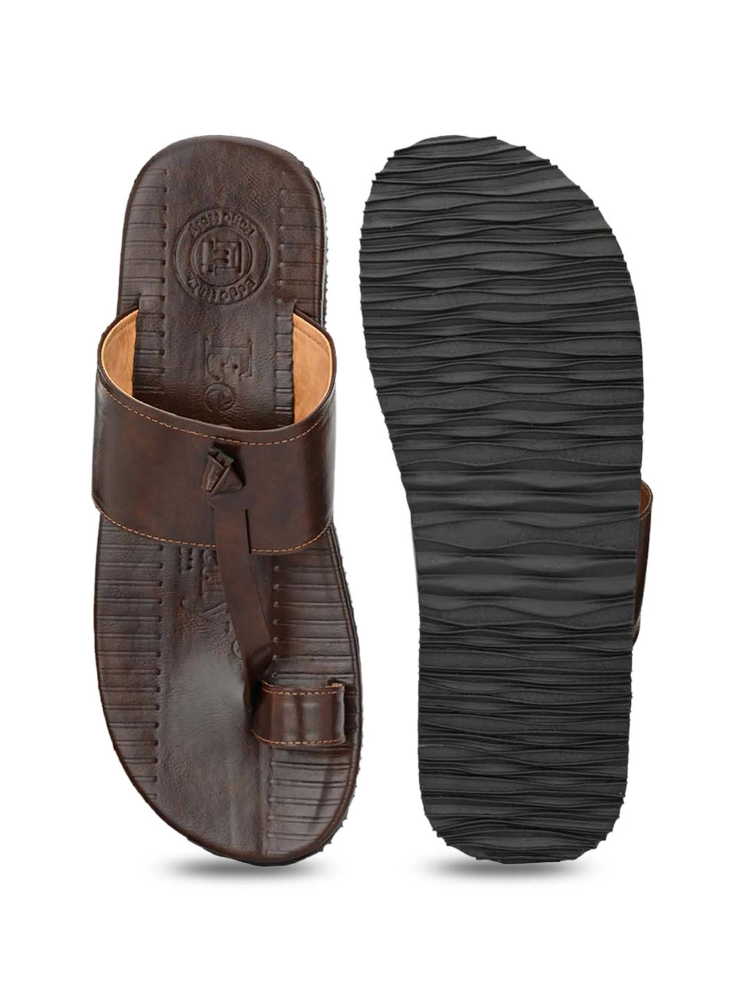 Eego Italy Men's Brown Toe Ring Sandals