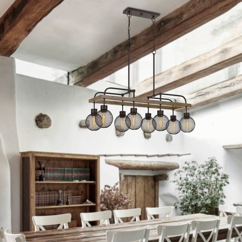 39.5" x 14.75" Metal Forio Chandelier with Mesh Round Shade Brown - Cal Lighting