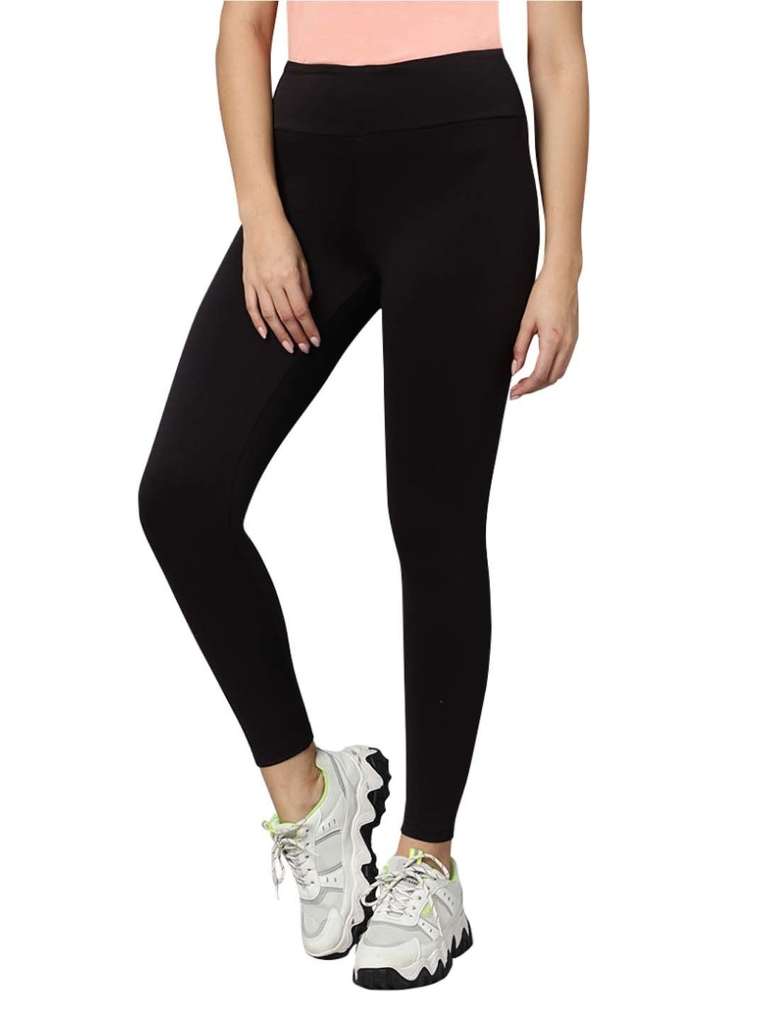 Omtex Black & Navy Mid Rise Sports Tights - Pack Of 3