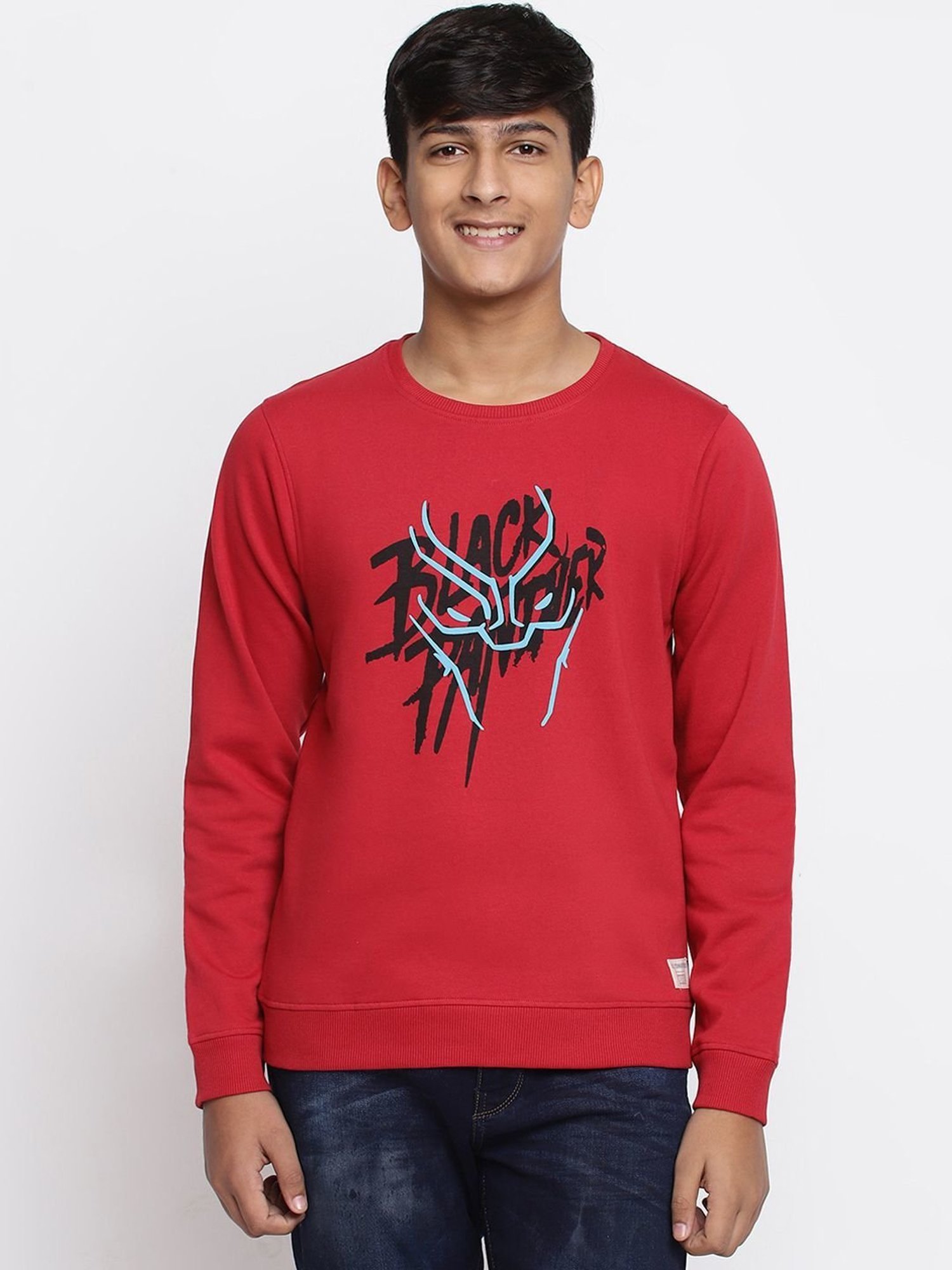 Lil Tomatoes Kids Red & Black Printed Full Sleeves Sweatshirt