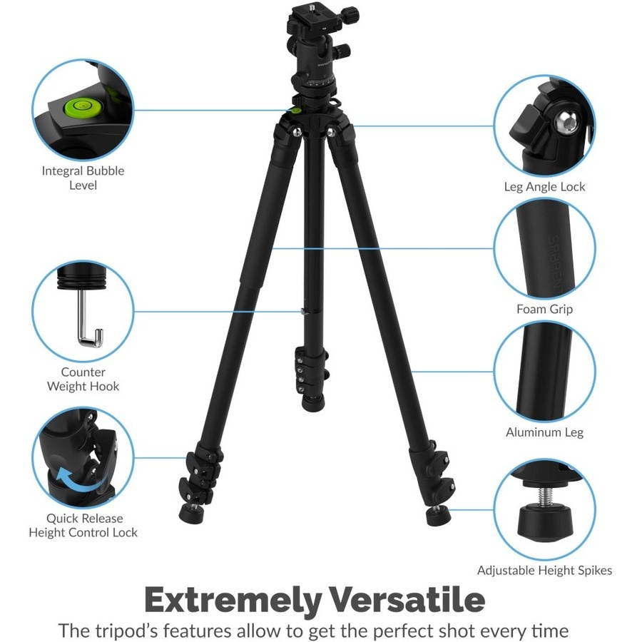 Sabrent Aluminum Flip Lock Tripod FA-257+QE-0 (TP-AL65-Vi)