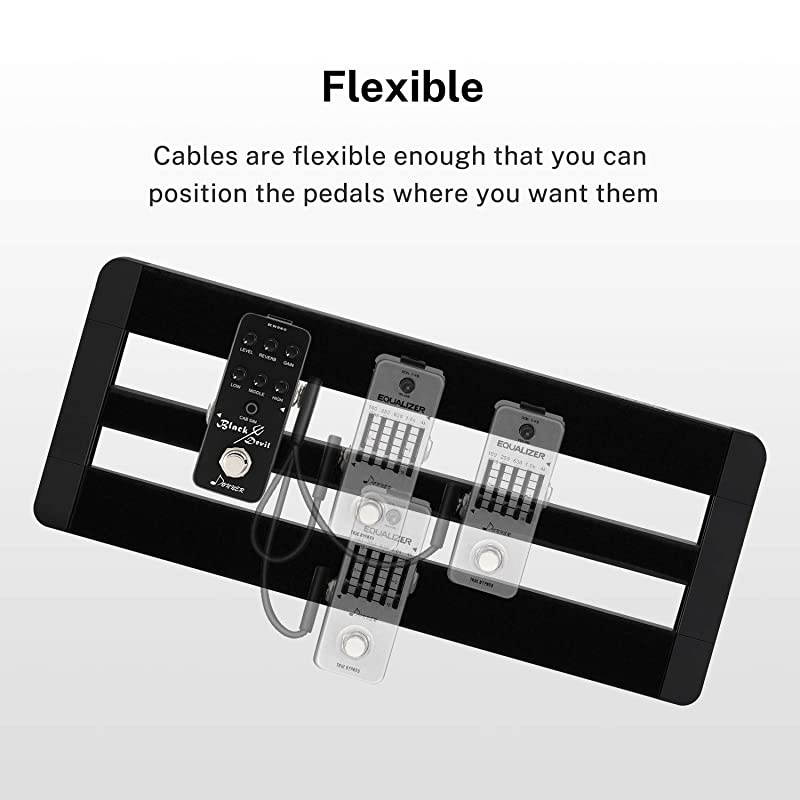 Flat Patch Cables for Guitar Effect Pedal 6 Inch Save Space Clear Sound 1/4" TS Right Angle 3 Packs