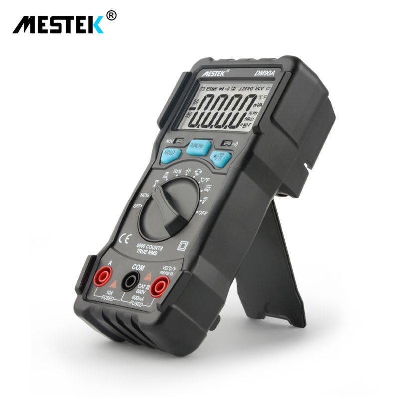 MESTEK DM90A 6000 Counts Auto-range True RMS LCD Digital Multimeter DC/AC Voltage/Current Meter Capacitance Resistance Tester Voltmeter Ammeter NCV Tester