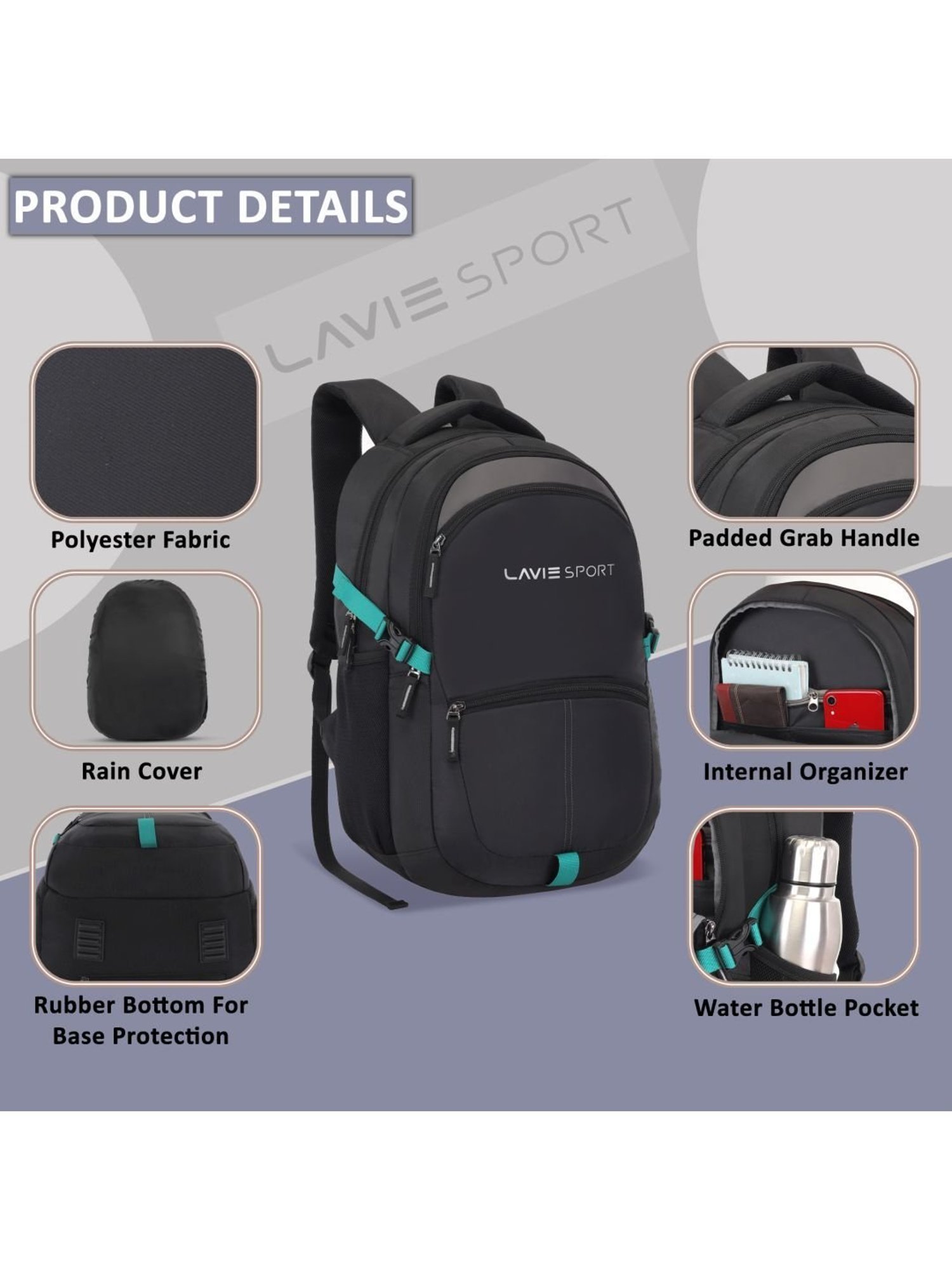 LAVIE SPORT Black Solid Laptop Backpack