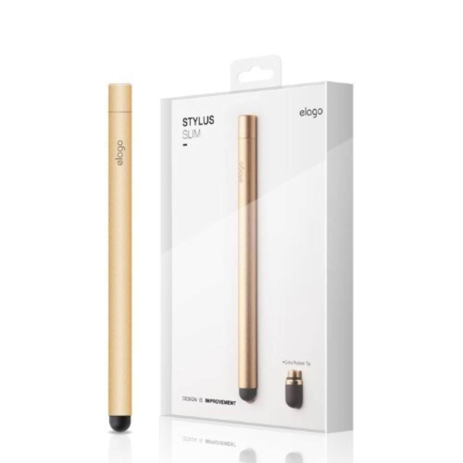 elago stylus [slim][gold] - [premium aluminum ][replaceable tip][extra tip included] - for ipad, ipad pro, ipad mini and iphone
