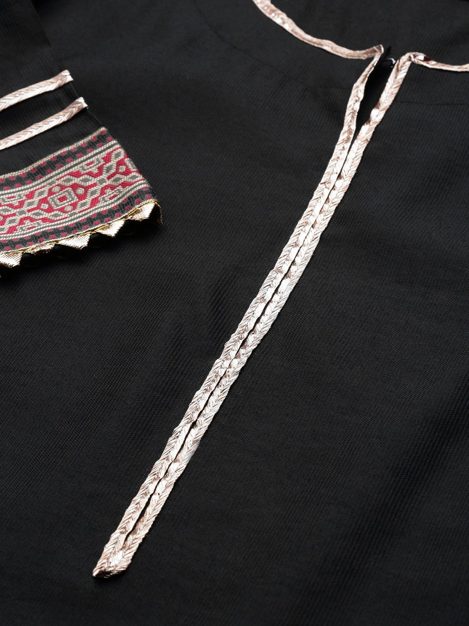 URBAN MYSTIC Black Rayon Embroidered Kurta & Sharara Set