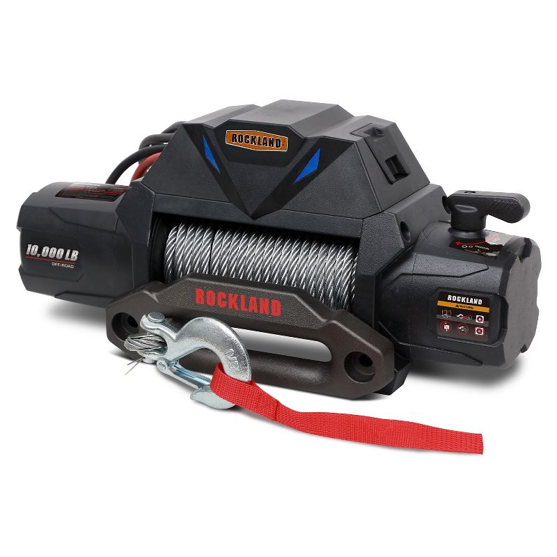 Rockland VMI17 10,000 Pound 12 Volt DC Electric Integrated Vehicle Winch Kit with a Wire Rope and Remote Accessory for Jeep, Truck, and ATV Recovery
