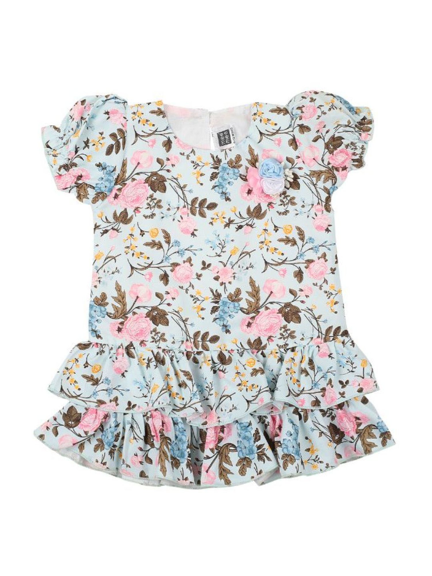 Mee Mee Kids Sky Blue Floral Print Dress