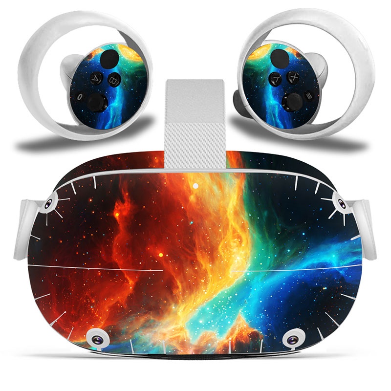 Amify Vinyl Skin Sticker for Oculus Quest 2 VR Headset Controller PVC Decals Cute Cartoon Wrap Cover for Oculus Quest 2 Accessories