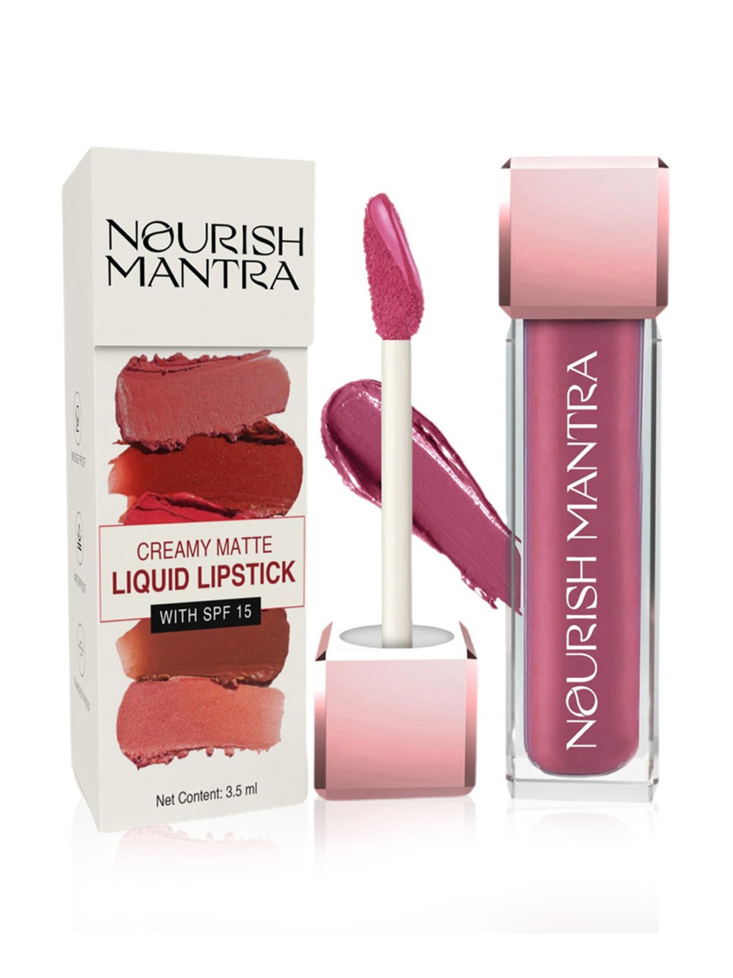 Nourish Mantra Creamy Matte Liquid Lipstick with SPF 15 Berry Dhamaka - 3.5 ml