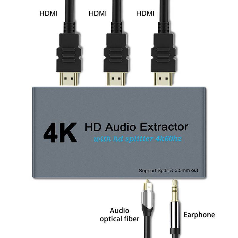 HDMI Switch 2x1 HDMI Splitter 2 in 1 Out Switcher HDMI Converter with 3.5mm/Optical Audio Extractor Adapter Support 4K30HZ 1080P Full HD for Xbox360 PS4 Roku HDTV Apple TV