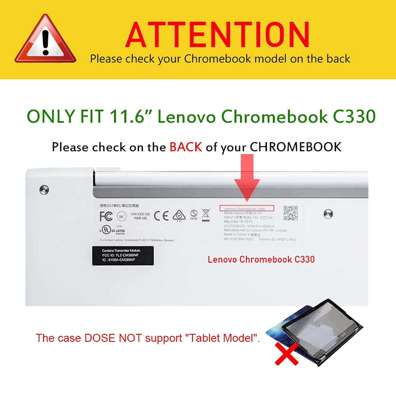 Fintie Sleeve Case for 11.6" Lenovo Chromebook C330 - Premium PU Leather Protective Portfolio Book Cover (NOT Fit Lenovo Chromebook N20p / N21 / N22 / N23 / 300E / 500E / Flex 11), Galaxy