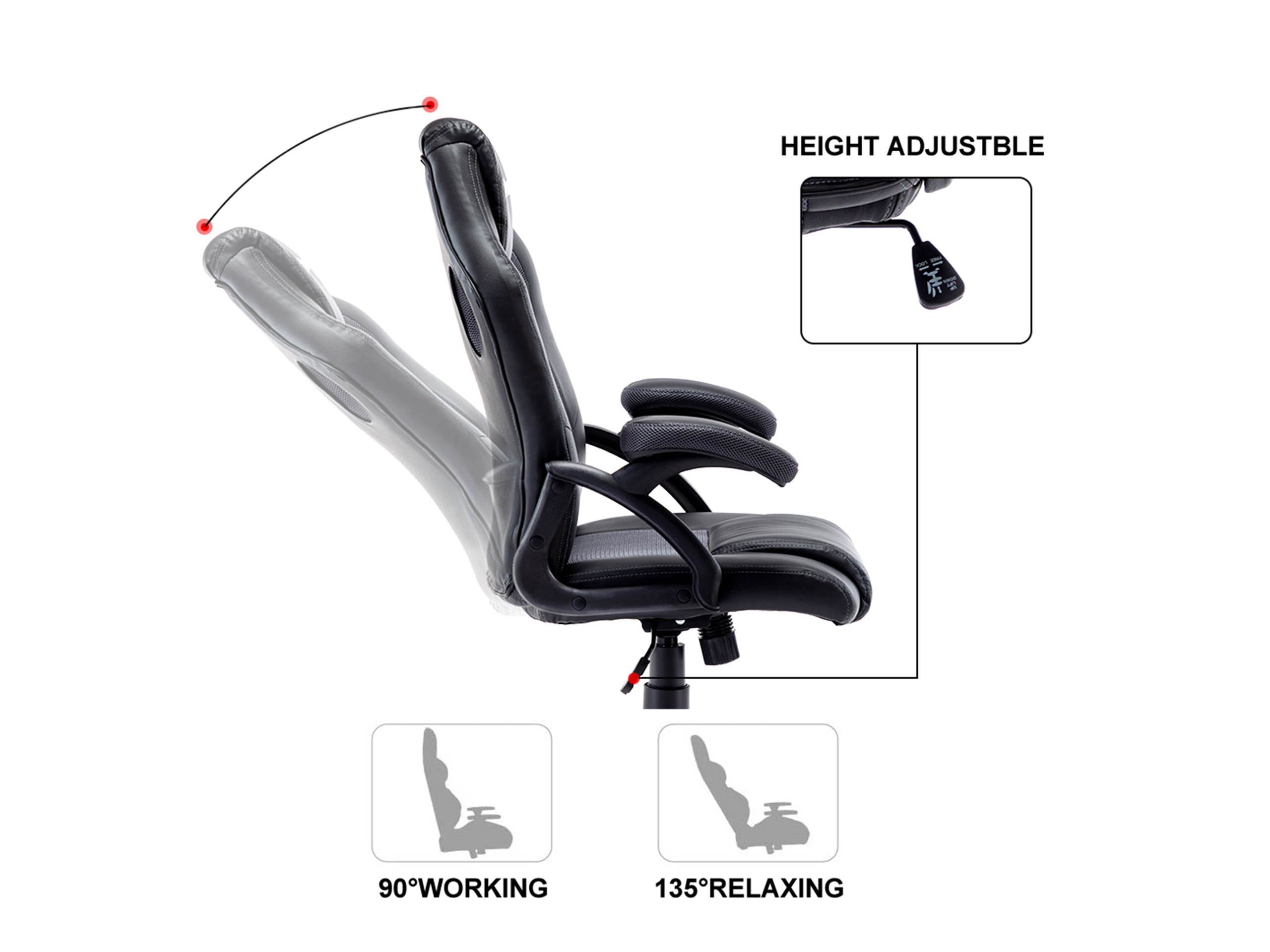 Volans Breathable Mesh Gaming Chair,Ergonomic Racing Office Computer Game Chair-Swivel Rocker E-Sports Chair with Adjustable Backrest and Seat Height,Dark Grey