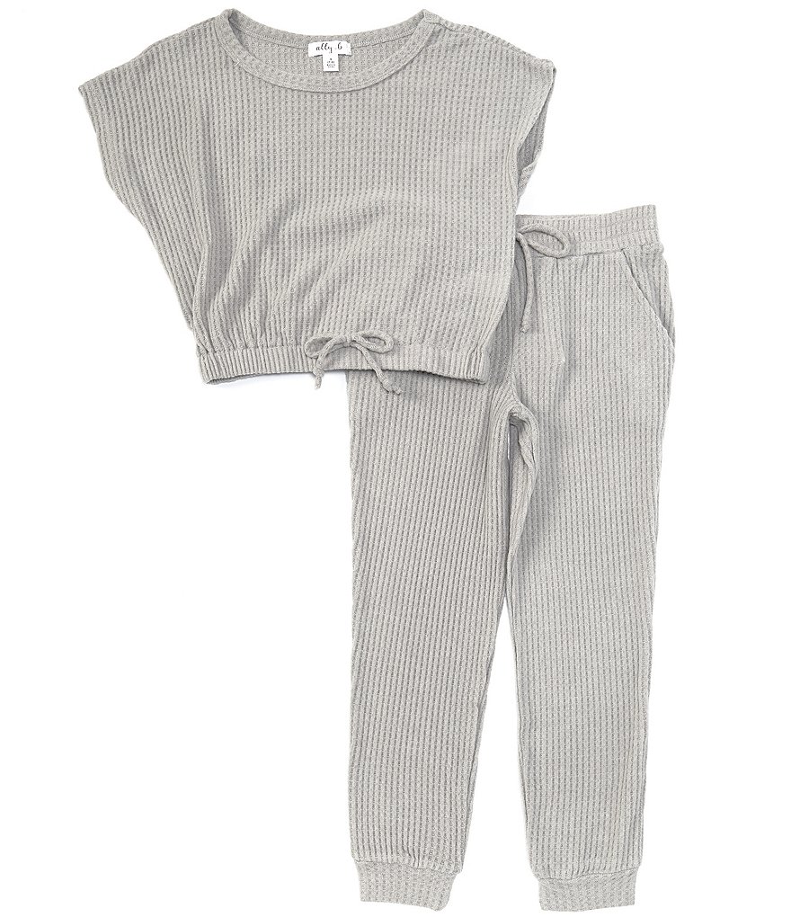 Ally B Big Girls 7-16 Short-Sleeve Tee & Brushed Thermal Pant Matching Set