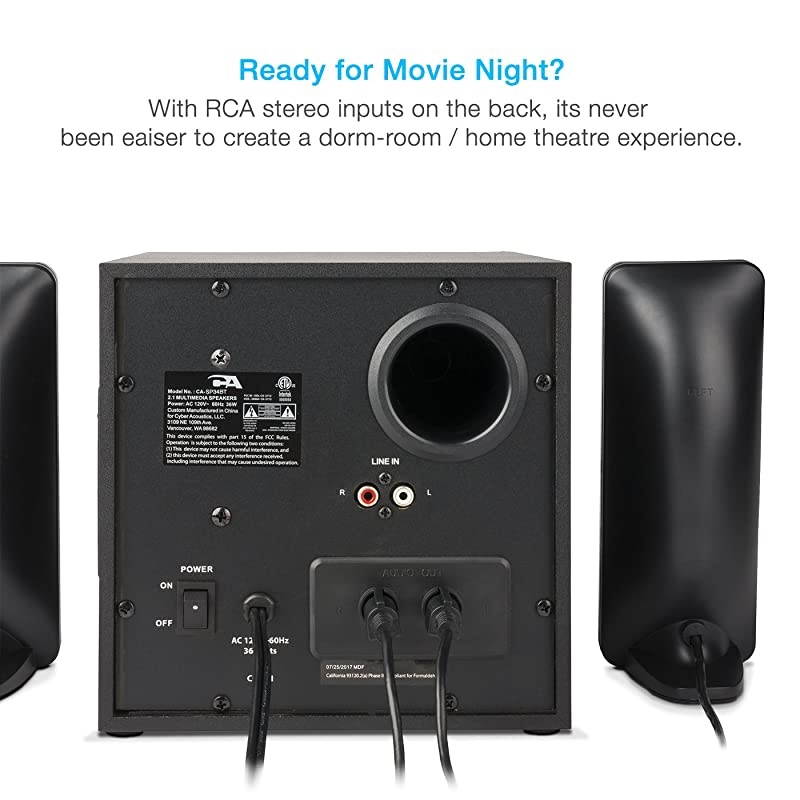 Bluetooth Speakers with LED Lights &ndash; The Perfect Gaming, Movie, Party, Multimedia 2.1 Subwoofer Speaker System (CA-SP34BT)