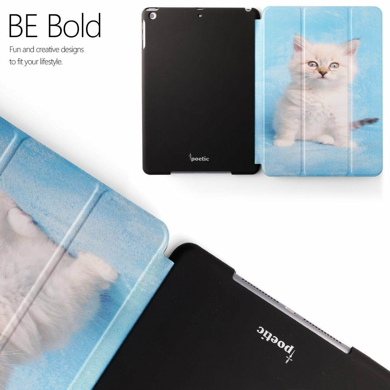 Case For iPad Air / iPad 9.7 Auto Wake/Sleep Feature Leather Cover Cute Kitty