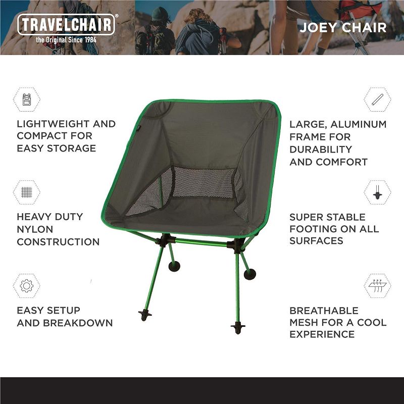 TravelChair 7789 Joey Chair Portable Compact Camping Hunting Fishing 300 Pound Capacity, Green