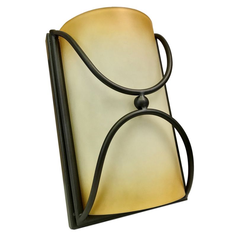 Rustic Wall Sconce with Amber Ombre Glass Shade Bronze 9" - Thr3e Lighting