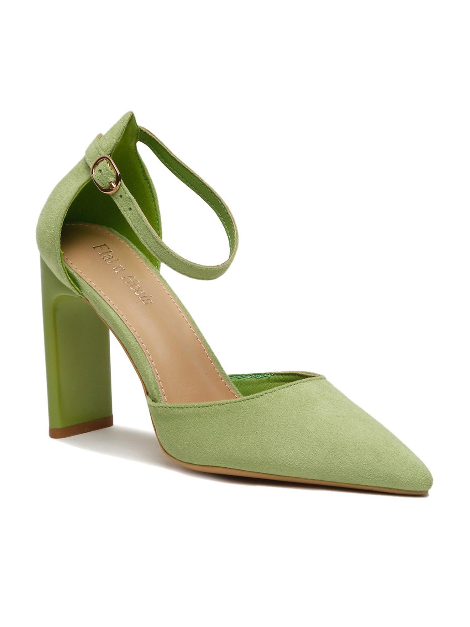 Flat N Heels Women's Green Ankle Strap Sandals